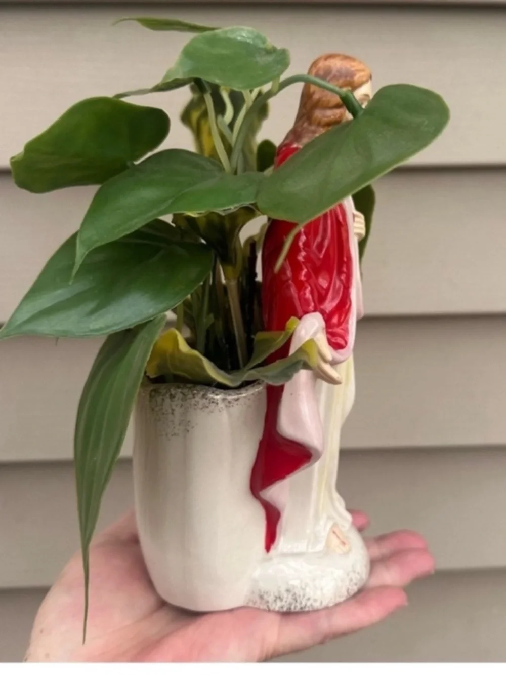Vintage Sacred Heart Jesus vase Planter #4169 Made In Japan - Picture 4 of 4